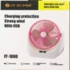 Lithium Rechargeable Mini Table Fan with LED Light JY-1880